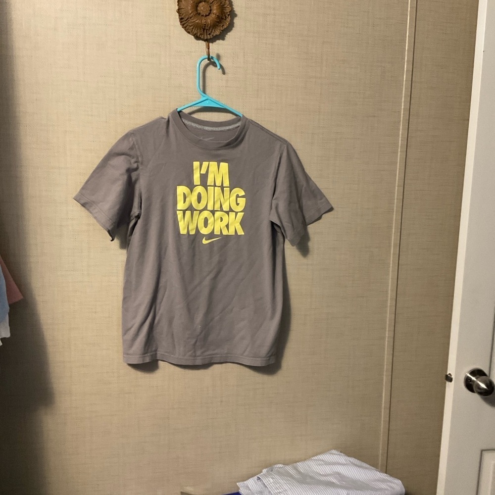 Nike Gray Tee with Bold Yellow Text